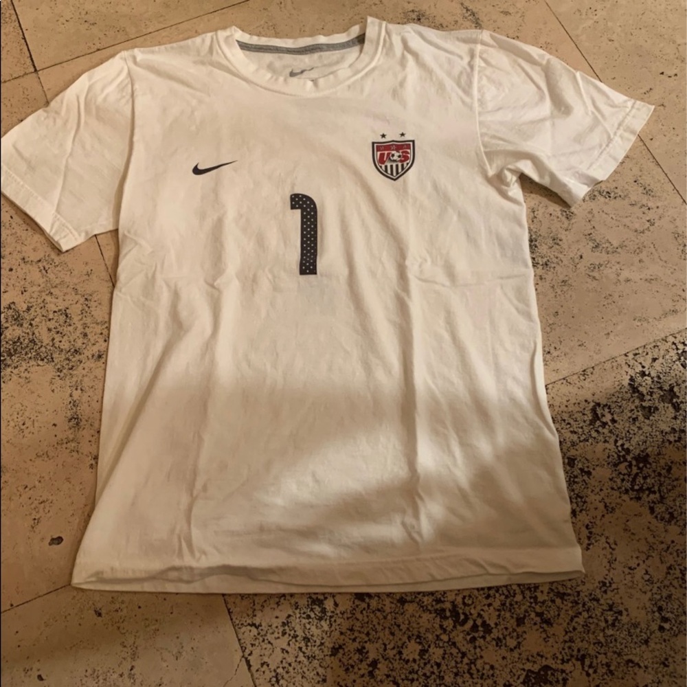 Hope Solo #1 USWNT White Jersey T shirt Men Small